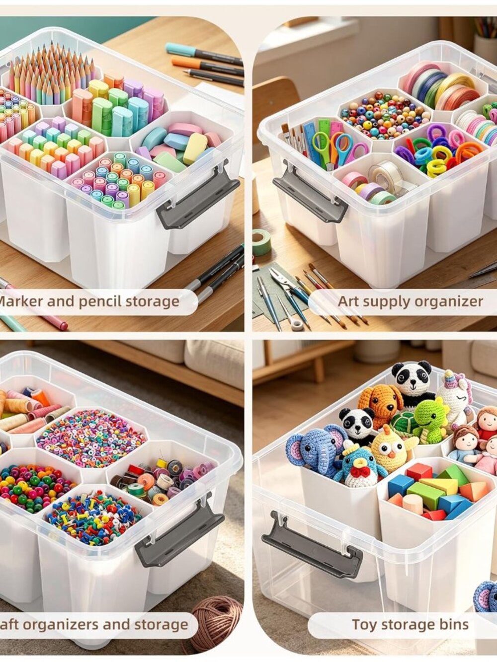 17 QT Plastic Storage Bins Clear Storage Box with Lids Multipurpose Stackable St - Picture 4 of 8
